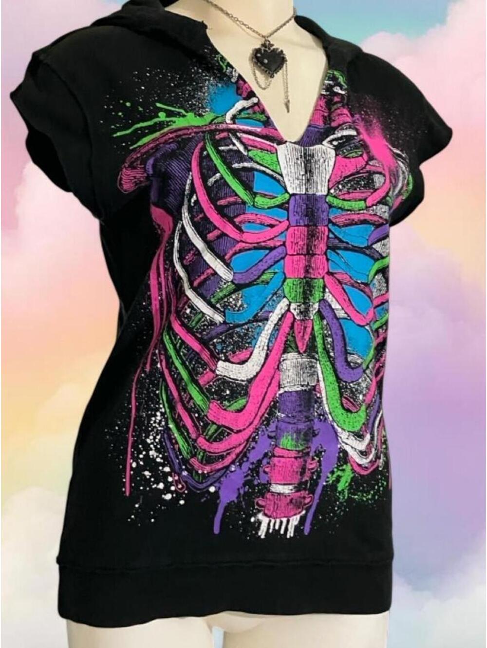 RARE AF unisex A Fine Mess Neon Skelly hoodie!